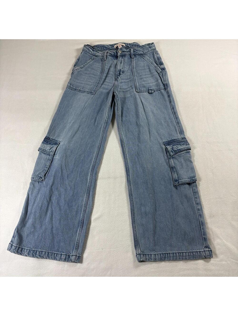 Lucky Brand Cargo Wide Leg Jeans Tag 29 Fits Like 30x29 Y2K Skater Light Wash